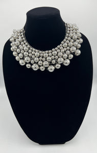 Silver Ball Bib Necklace