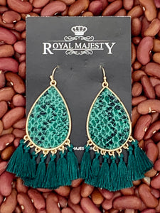 Teal Tassel Earrings